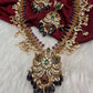 Mango Kempu Rice Pearls Matte Guttapusalu Long Necklace - Purple