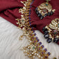 Mango Kempu Rice Pearls Matte Guttapusalu Long Necklace - Purple