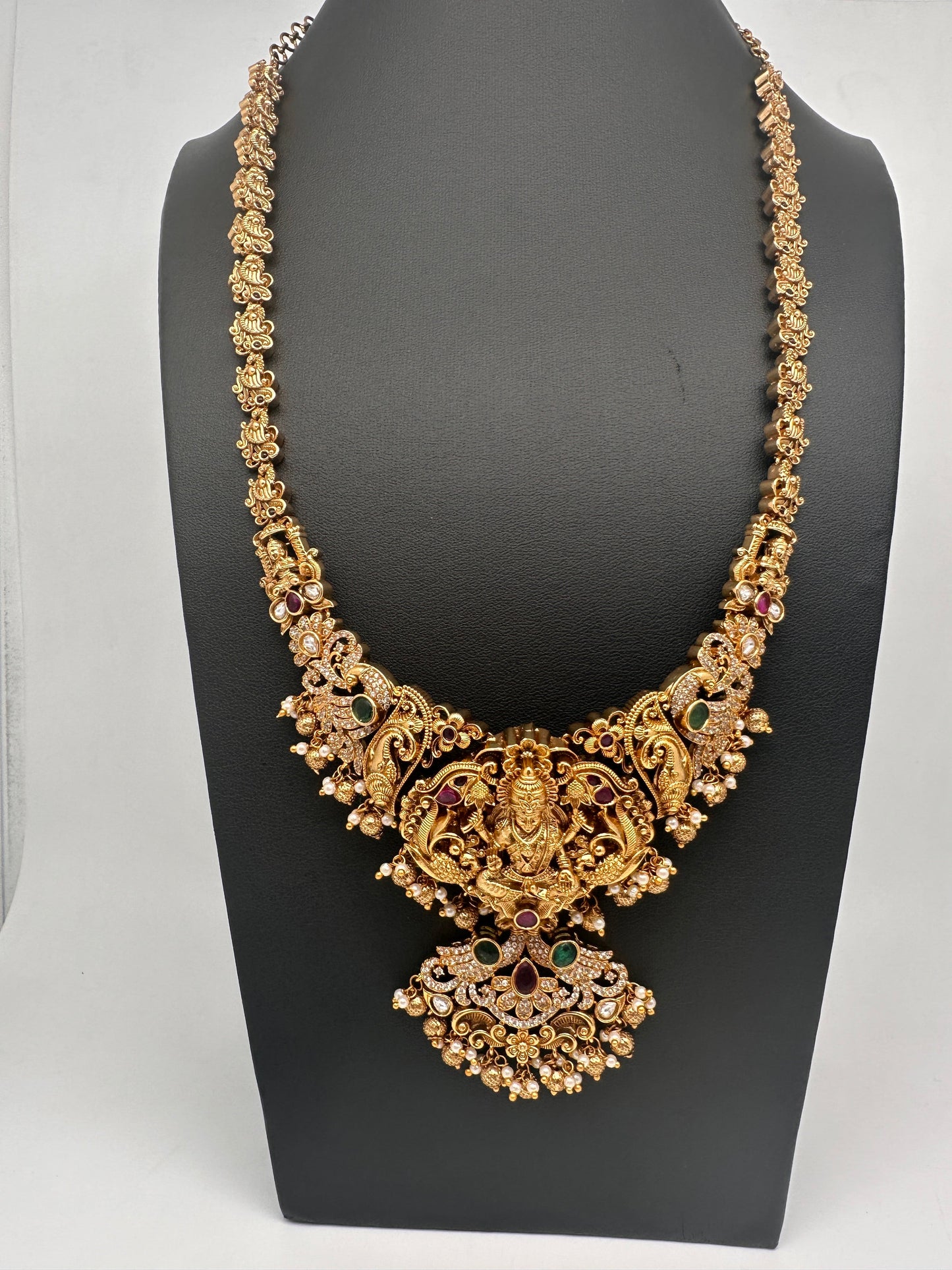 Goddess Lakshmi Matte Traditional Long Necklace