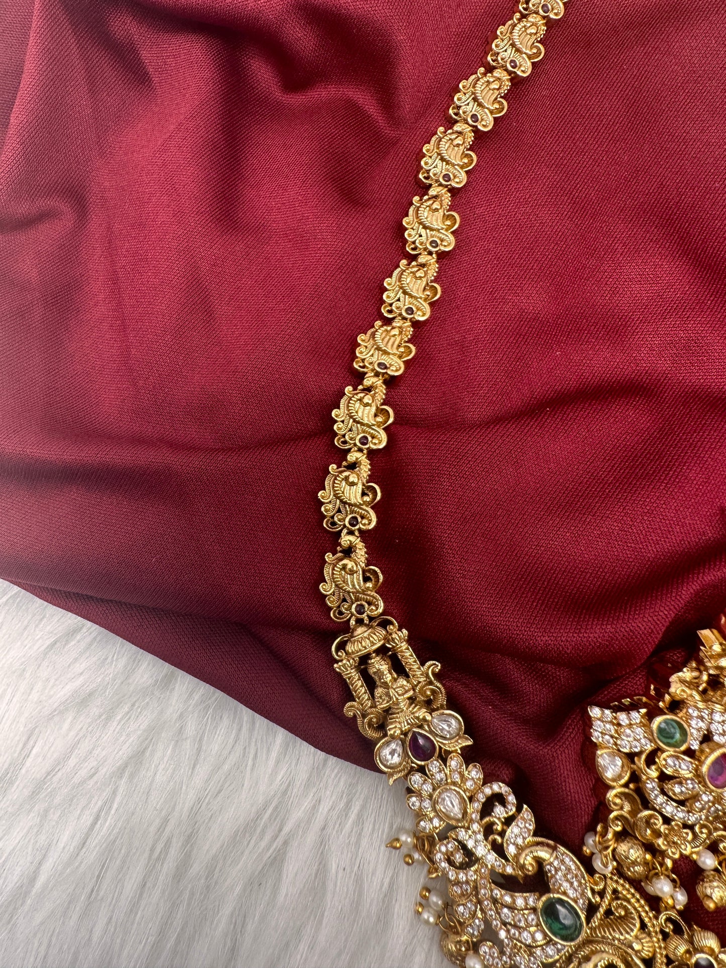 Goddess Lakshmi Matte Traditional Long Necklace