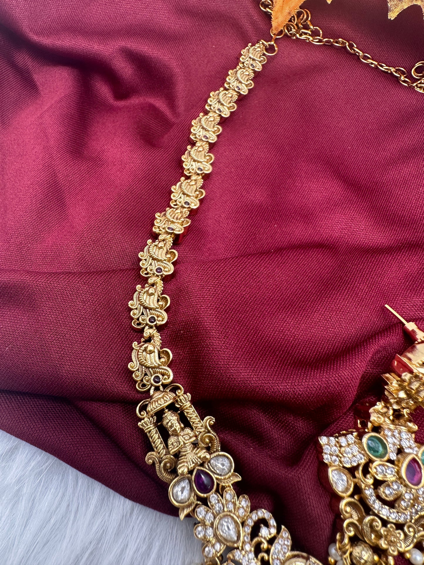 Goddess Lakshmi Matte Traditional Long Necklace