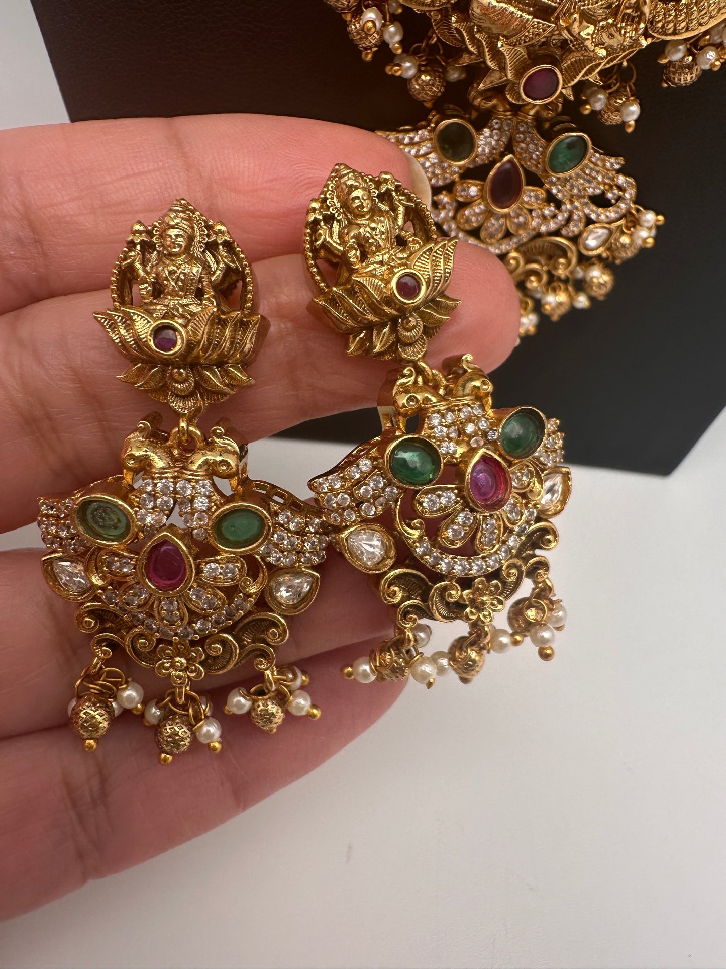 Goddess Lakshmi Matte Traditional Long Necklace