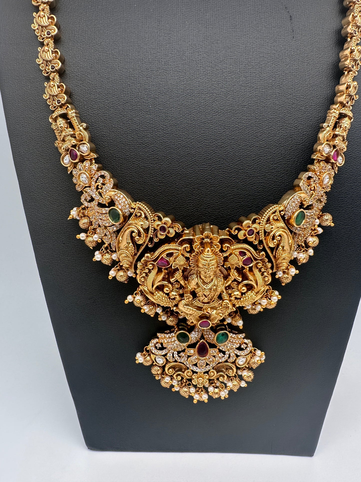 Goddess Lakshmi Matte Traditional Long Necklace