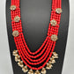 CZ Coral Beads Multi Layer Panch Lada Long Necklace