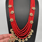 CZ Coral Beads Multi Layer Panch Lada Long Necklace