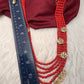 CZ Coral Beads Multi Layer Panch Lada Long Necklace