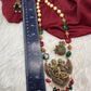 Antique Lord Vishnu Lakshmi and Garudda Beads Long Necklace