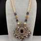Moissanite Victorian Cluster Pearls Beads Color Long Necklace - Purple