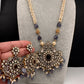Moissanite Victorian Cluster Pearls Beads Color Long Necklace - Purple
