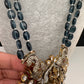 Kundan AD Goddess Lakshmi Elephant Long Necklace - Blue