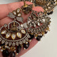 Kundan AD Goddess Lakshmi Elephant Long Necklace - Purple