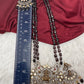 Kundan AD Goddess Lakshmi Elephant Long Necklace - Purple