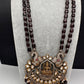 Kundan AD Goddess Lakshmi Elephant Long Necklace - Purple