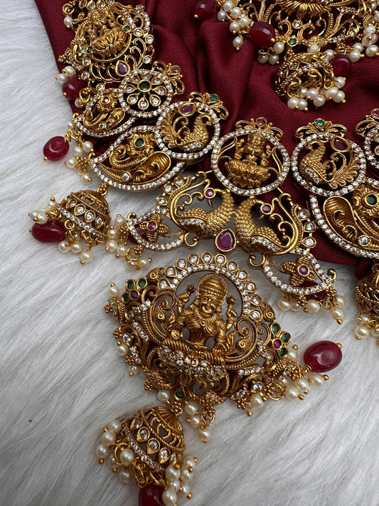 Matte Goddess Lakshmi Combo Long Necklace
