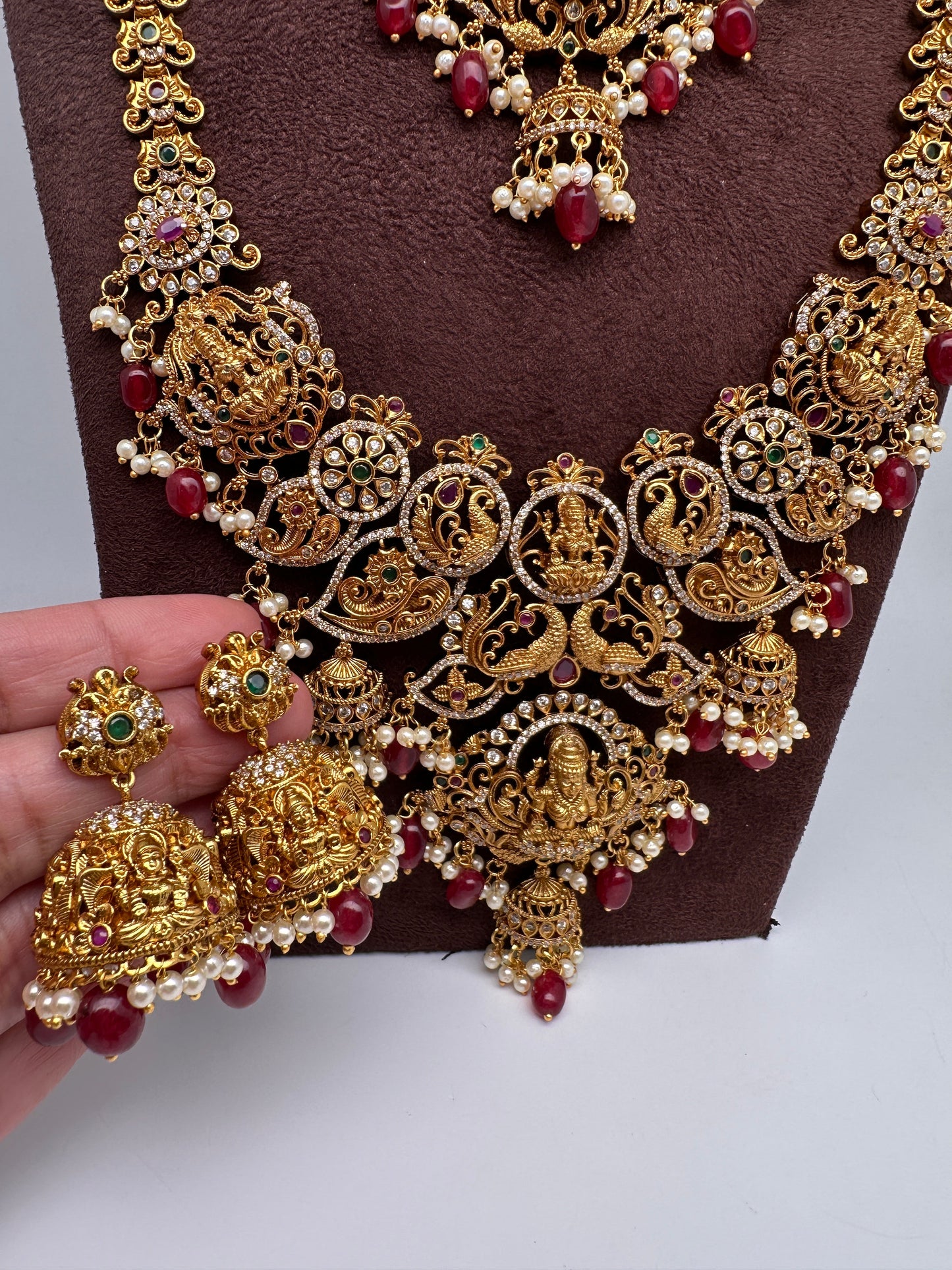 Matte Goddess Lakshmi Combo Long Necklace