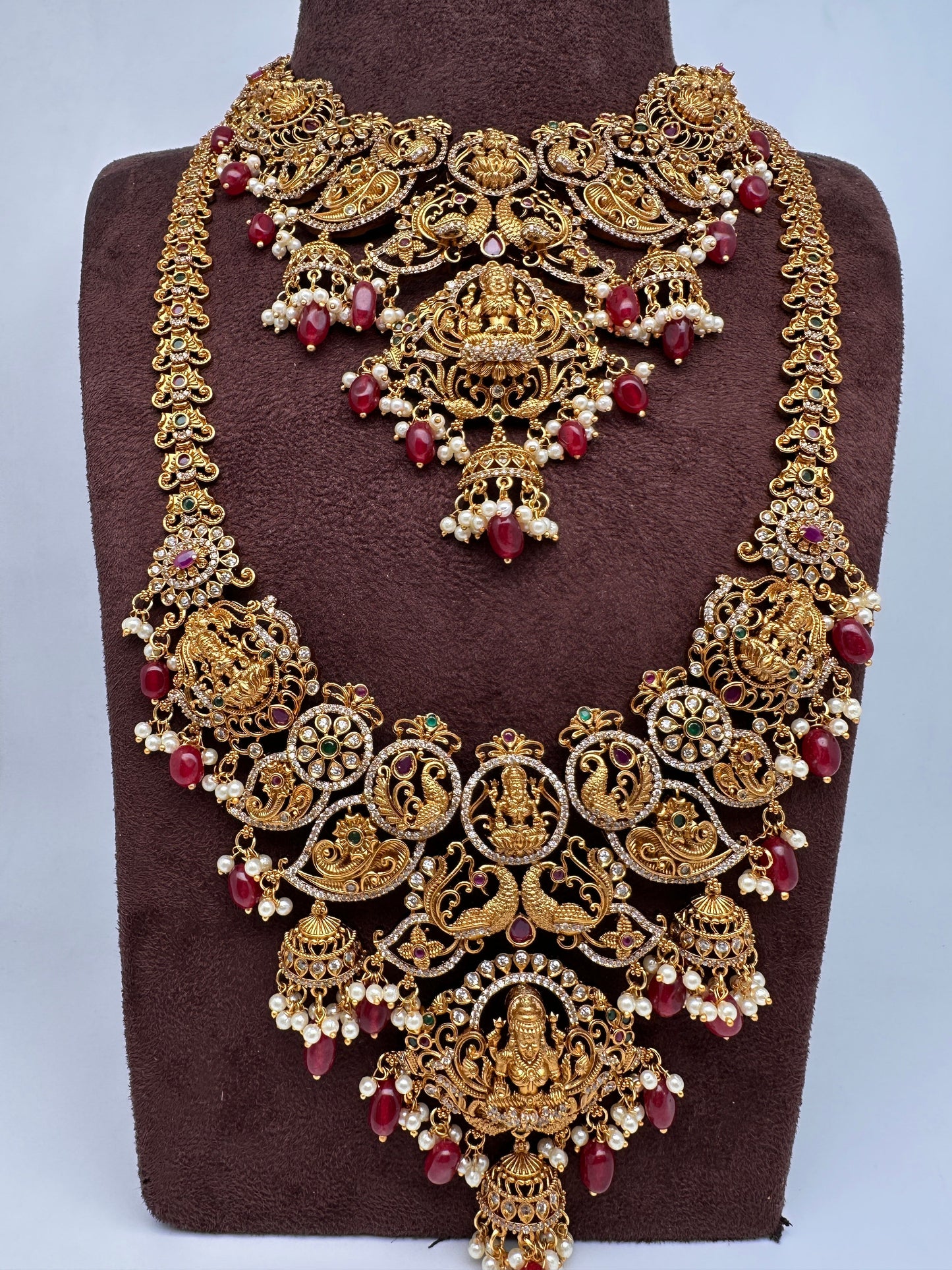 Matte Goddess Lakshmi Combo Long Necklace