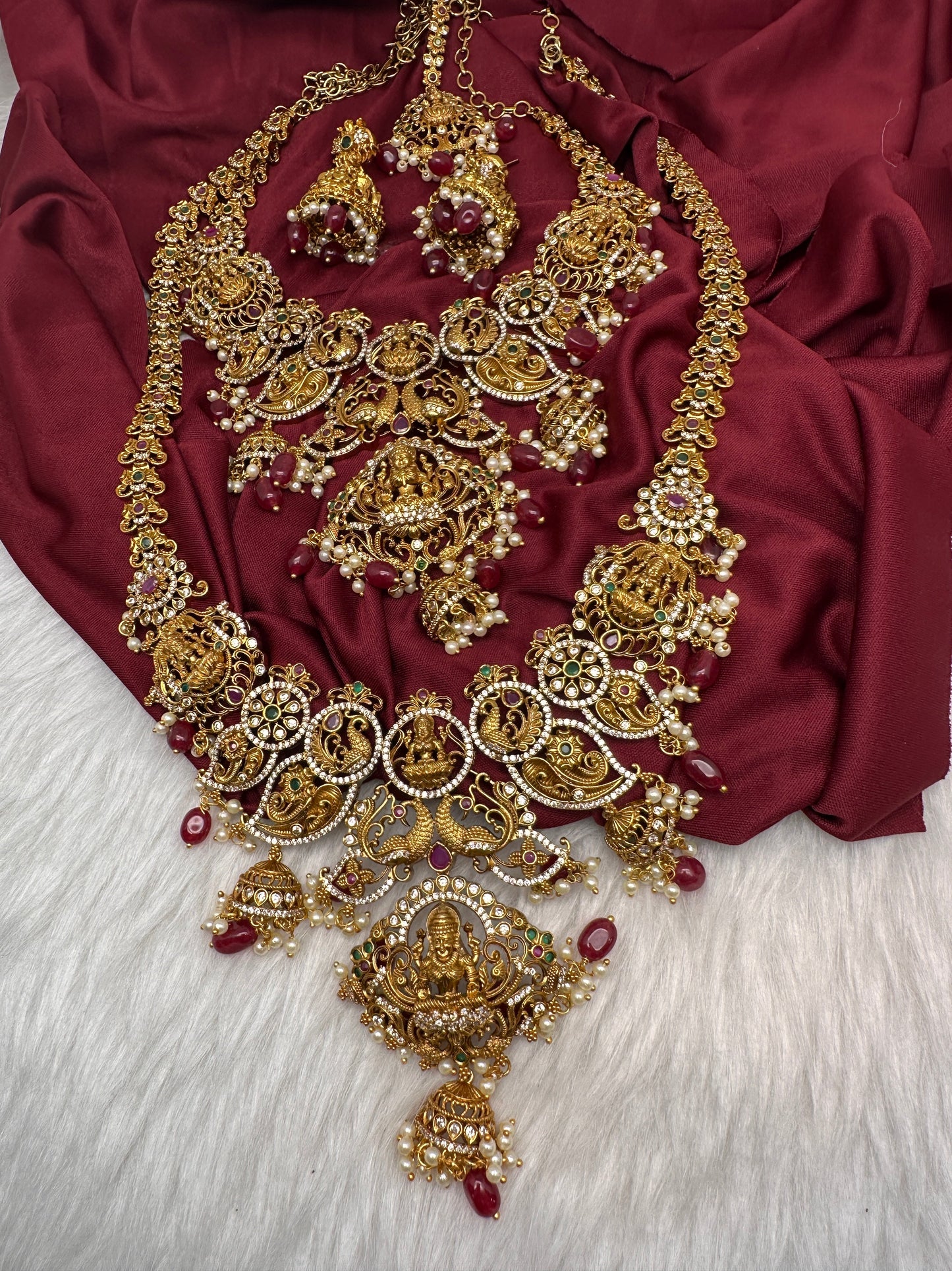 Matte Goddess Lakshmi Combo Long Necklace