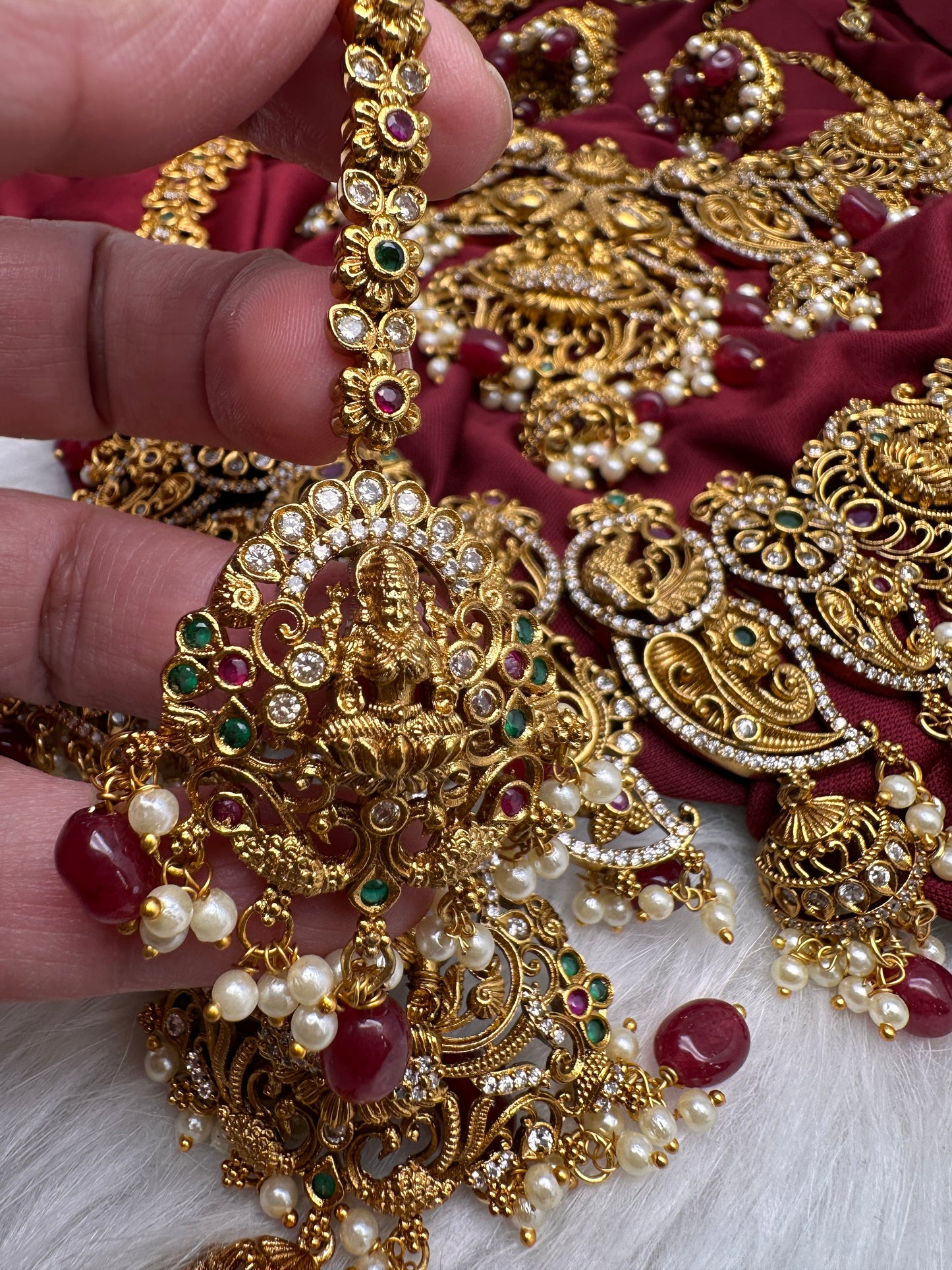 Matte Goddess Lakshmi Combo Long Necklace