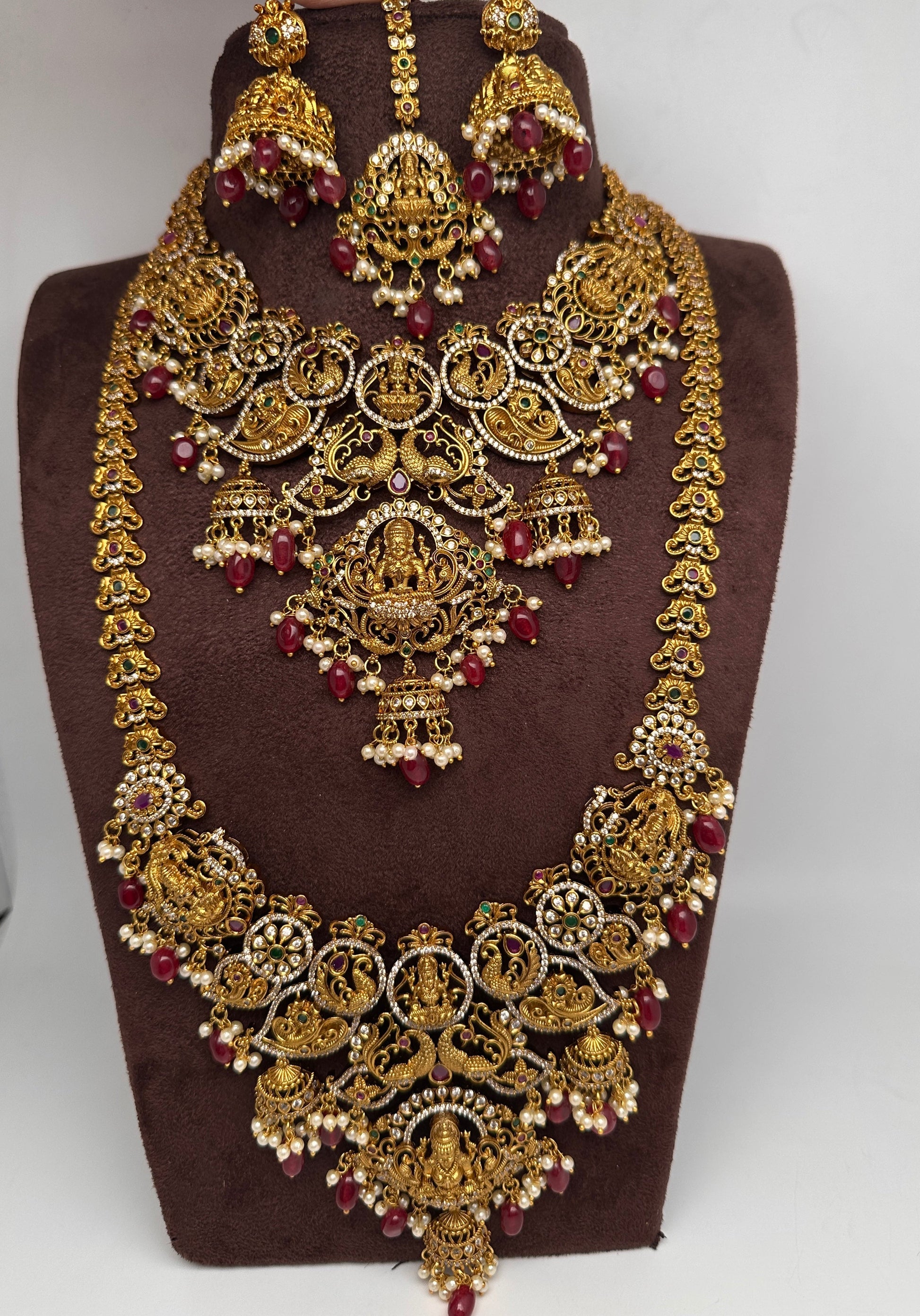 Matte Goddess Lakshmi Combo Long Necklace