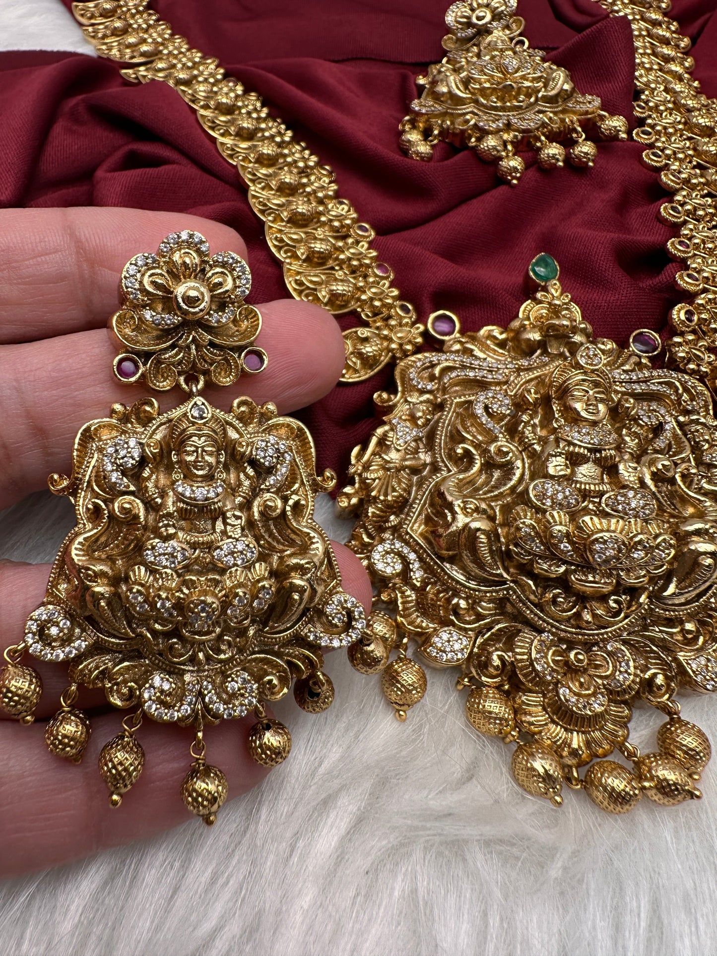 Matte Goddess Lakshmi Long Necklace
