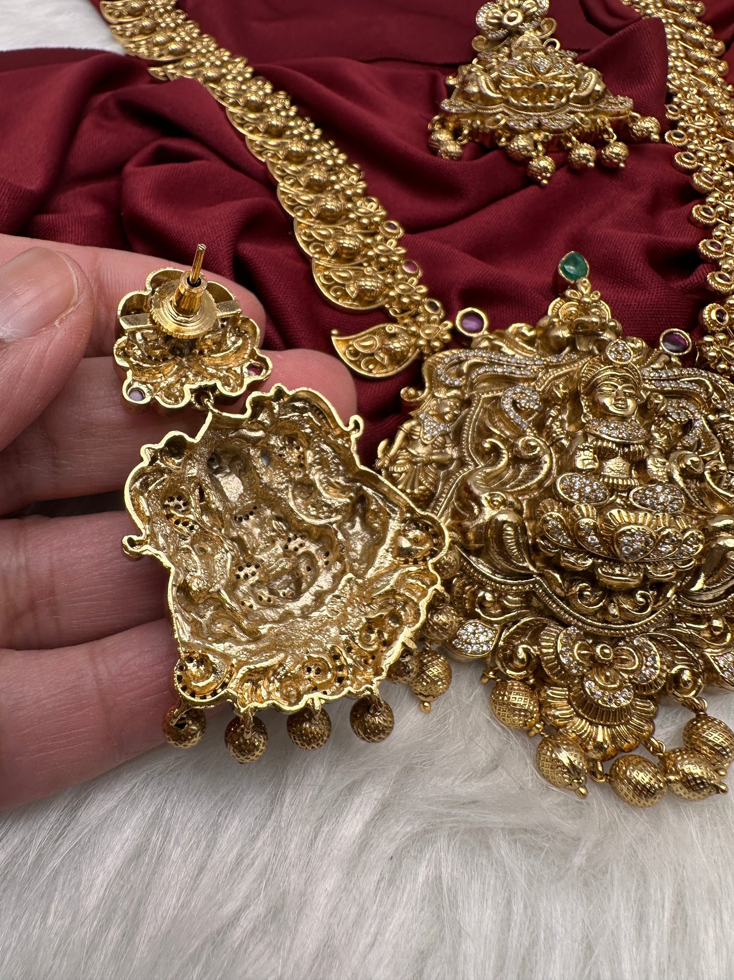 Matte Goddess Lakshmi Long Necklace
