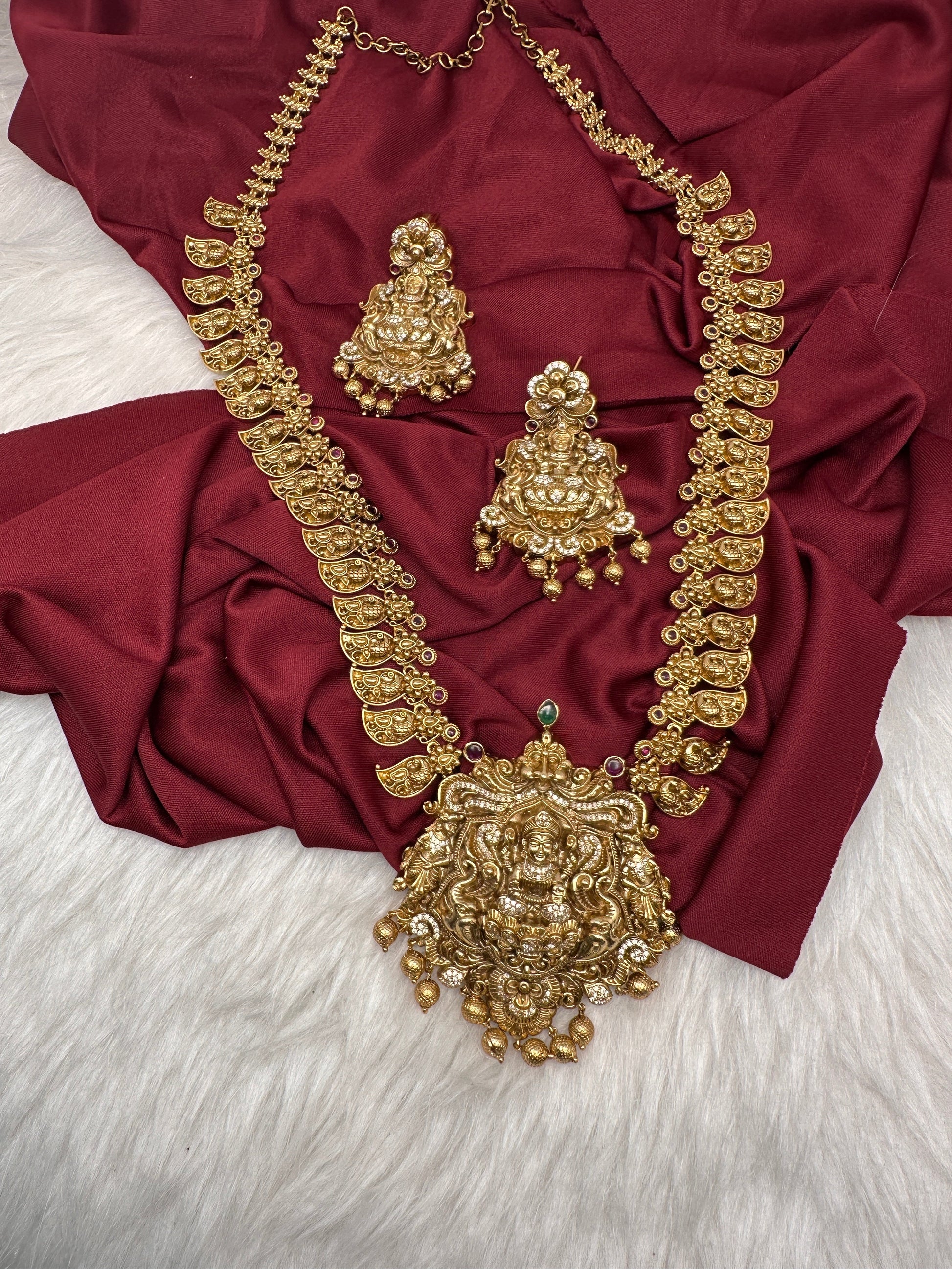 Matte Goddess Lakshmi Long Necklace