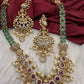 Matte Goddess Lakshmi Peacock Kempu Long Necklace