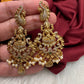 Matte Goddess Lakshmi Peacock Kempu Long Necklace