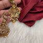 Matte Goddess Lakshmi Peacock Kempu Long Necklace