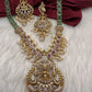 Matte Goddess Lakshmi Peacock Kempu Long Necklace