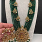 Goddess Lakshmi Onyx Crystal Beads Long Necklace - Green