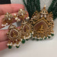 Goddess Lakshmi Onyx Crystal Beads Long Necklace - Green