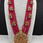 Goddess Lakshmi Onyx Crystal Beads Long Necklace - Red