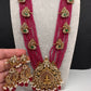 Goddess Lakshmi Onyx Crystal Beads Long Necklace - Red