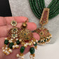 Kempu Onyx Beads Long Necklace - Green
