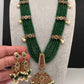 Kempu Onyx Beads Long Necklace - Green