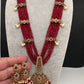 Kempu Onyx Beads Long Necklace - Red
