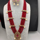 CZ Onyx Beads Long Necklace - Red