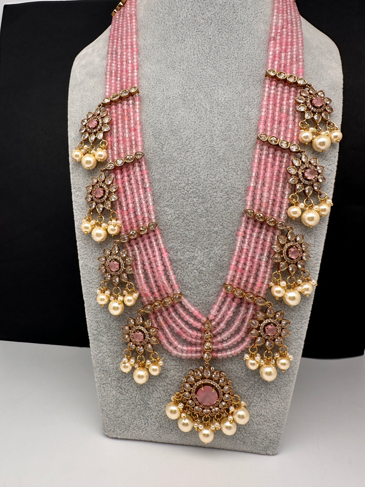 CZ Onyx Crystal Beads Long Color Stone Necklace