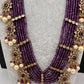 CZ Onyx Crystal Beads Long Color Stone Necklace - Purple