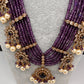 CZ Onyx Crystal Beads Long Color Stone Necklace - Purple