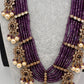 CZ Onyx Crystal Beads Long Color Stone Necklace - Purple
