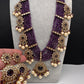 CZ Onyx Crystal Beads Long Color Stone Necklace - Purple