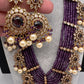 CZ Onyx Crystal Beads Long Color Stone Necklace - Purple