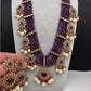 CZ Onyx Crystal Beads Long Color Stone Necklace - Purple