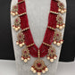 CZ Onyx Crystal Beads Long Color Stone Necklace - Red
