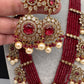 CZ Onyx Crystal Beads Long Color Stone Necklace - Red