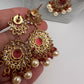 CZ Onyx Crystal Beads Long Color Stone Necklace - Red
