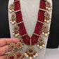 CZ Onyx Crystal Beads Long Color Stone Necklace - Red
