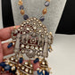 AD Moissnaite Elephant Peacock Beads Long Color Stone Necklace - Blue